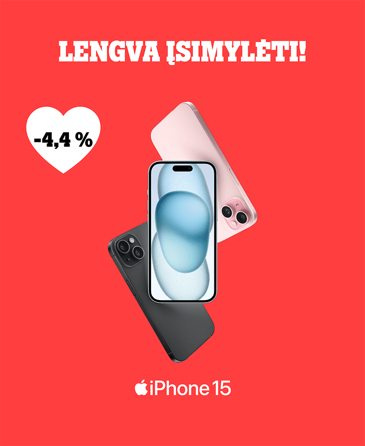 Lengva įsimylėti. iPhone 15 -4,4%