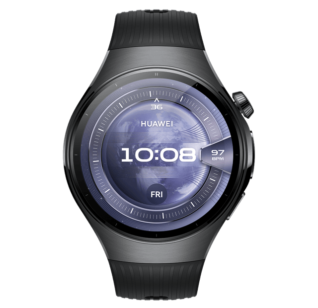 Išmanusis laikrodis Huawei Watch 5, LTE (46 mm), Stainless Steel Case, Black Fluoroelastomer Strap